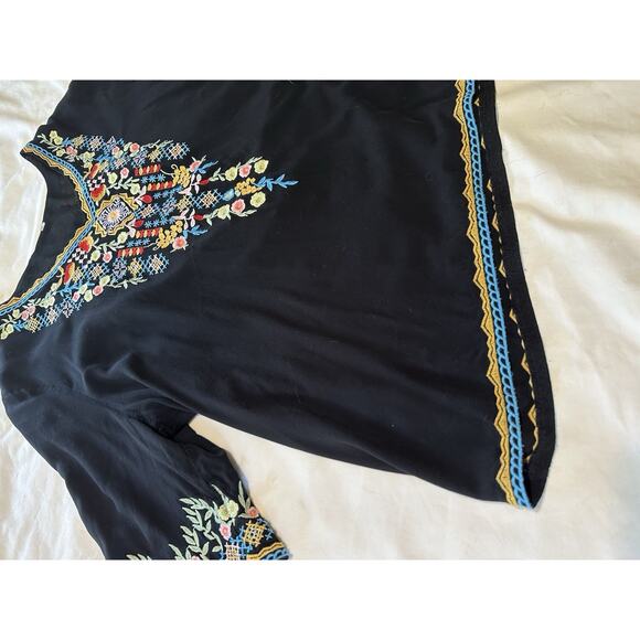 Boho Embroidered Black Tunic Top | Pit To Pit 27” | XL-XXL - Picture 4 of 6